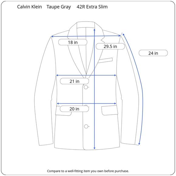 Calvin Klein Mens 42R 34x29 Extreme Slim Taupe Gray 2 Piece Suit Modern - Picture 8 of 16